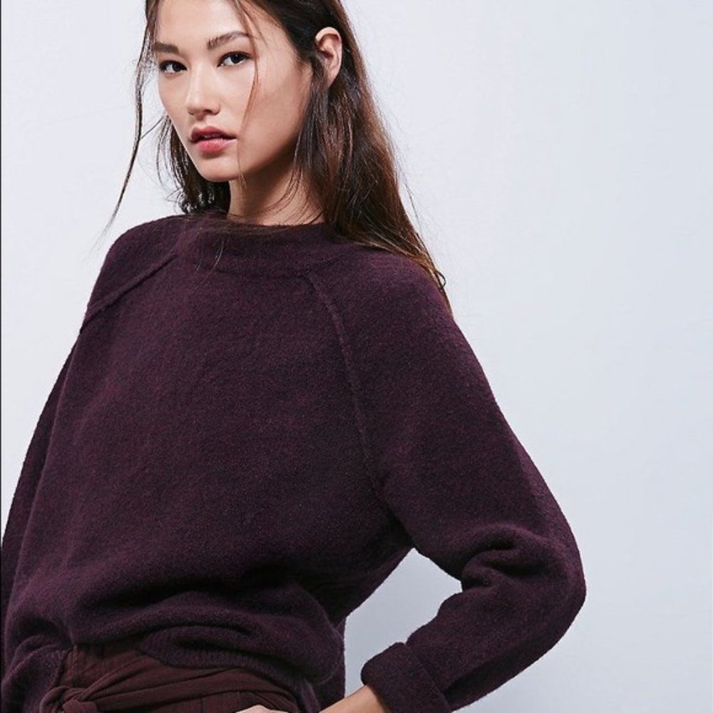 Free People Bubble Crew Neck Pullover Sweater Purple Small